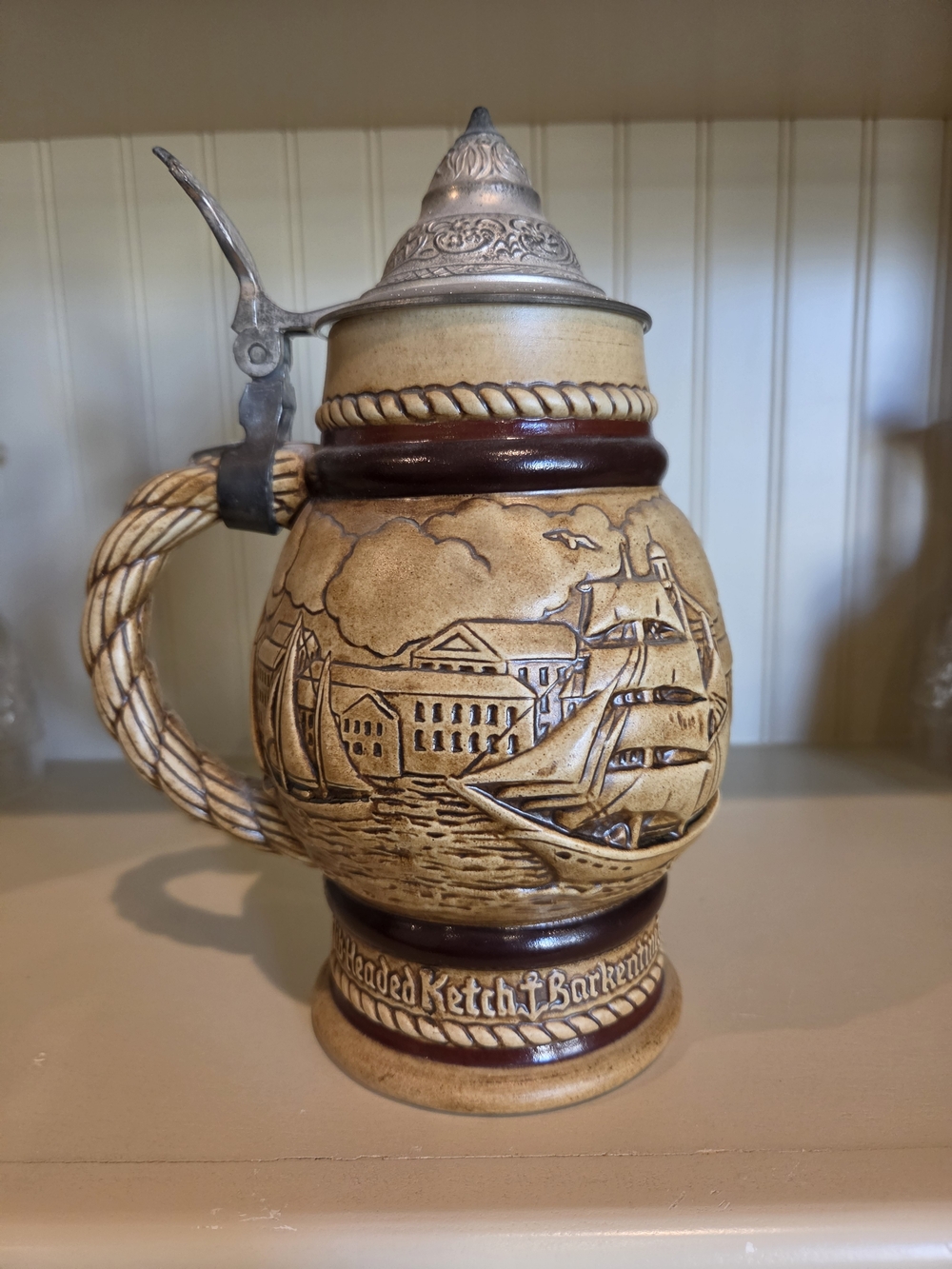 Vintage 1977 Avon Lidded Beer Stein Sailing Ships